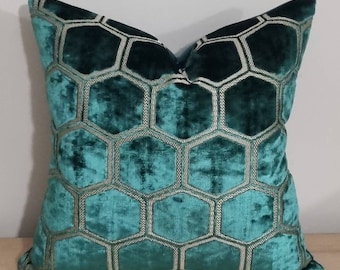 Designers Guild Manipur Azure & Omega Velvet Cushion Cover 50x50 cm