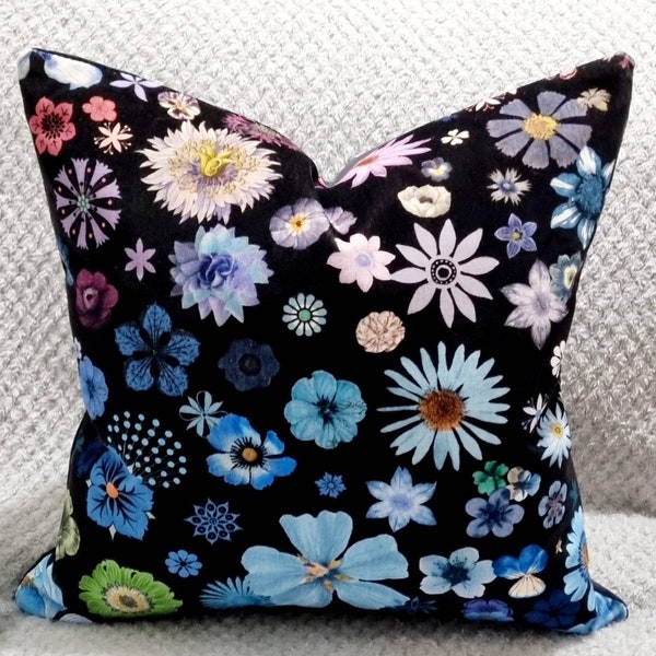 Designers Guild Christian Lacroix Jardin Des Hesperides Multicolore & Omega Velvet Onyx Cushion Cover 45x45 cm