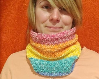 Cache-cou arc-en-ciel, cache-cou rayé, cache-cou pour femme, cache-cou femme, cache-cou au crochet, tour de cou au crochet