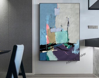 original abstract painting large abstract canvas art blue painting modern abstract painting extra large wall art canvas abstract art A746