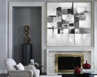 large wall art abstract, black and white wall art canvas, original abstract canvas  art, modern abstract art, modern abstract painting A220