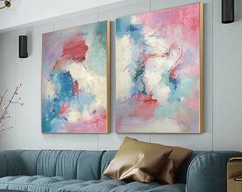 large canvas art, pink abstract wall art, original abstract oil painting on canvas, pink painting canvas, extra large wall art abstract A519