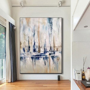 extra large wall art abstract painting, blue painting on canvas, modern abstract art, contemporary painting abstract, textured wall art A145