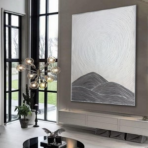 original abstract canvas art, extra large wall art abstract painting, contemporary art canvas, rich textured painting, white painting M650