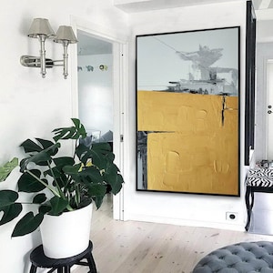 large abstract painting original, large canvas art abstract painting, abstract canvas art, yellow abstract oil paintings on canvas W271