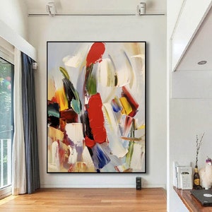 original wall art abstract painting, colorful acrylic canvas art, modern abstract art, oversized wall art canvas, large wall art A184