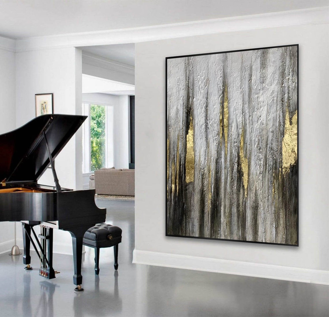 Large canvas art for living room gray painting abstract Etsy