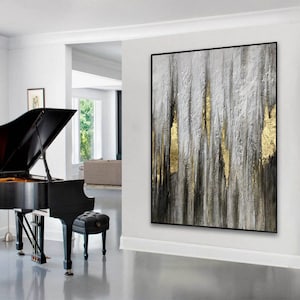 large canvas wall art, original art painting, abstract oil painting on canvas, gold painting abstract, modern abstract art, handmade artM305