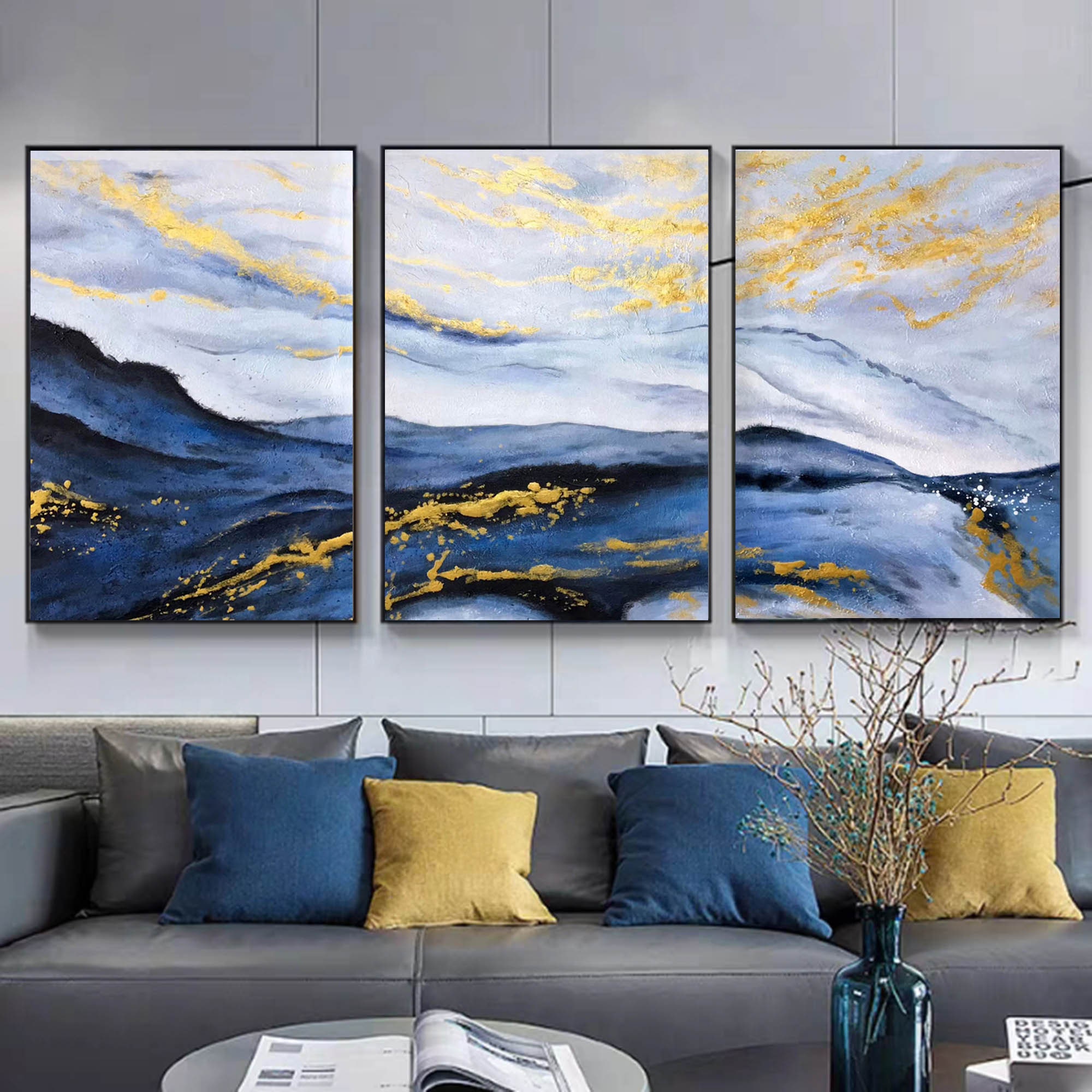 Set of 3 wall art canvas extra large canvas wall art large Etsy