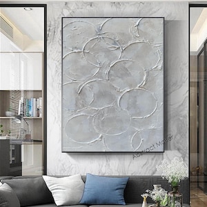 Beige Graue Abstrakte Wand Kunst Große Beige Strukturierte Malerei auf Leinwand Neutrale Abstrakte Malerei Minimalist Strukturierte Kunst M769