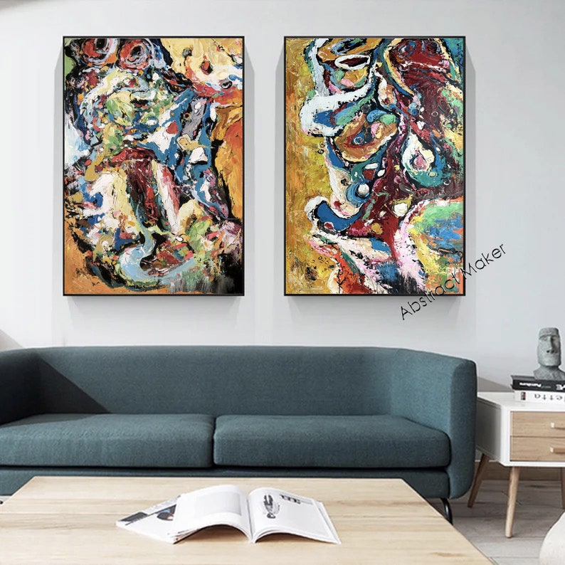 Large Abstract Painting Original Canvas Wall Art Modern Etsy