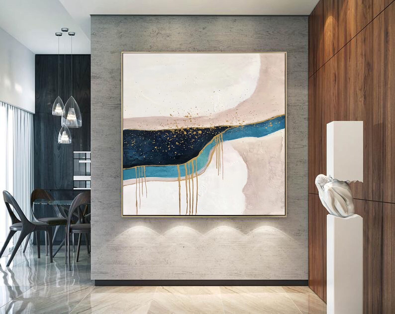 Large Abstract Painting Original Framed Wall Art Abstract Etsy