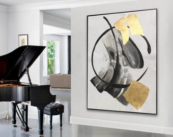 original abstract painting on canvas, gold painting,  large abstract canvas art, contemporary art hand painted, living room wall art M336