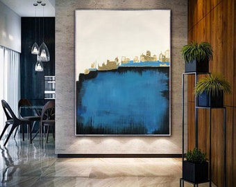 large blue painting on canvas, extra large wall art, modern abstract painting original, large canvas wall art, oversized canvas paintingA556