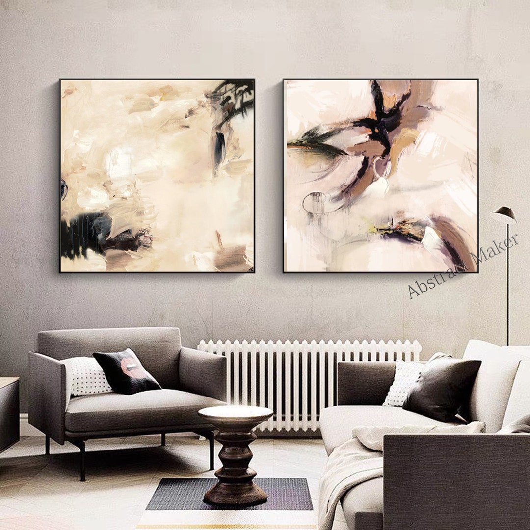 Original Abstract Art Painting on Canvas, Set of 2 Wall Art Handmade ...