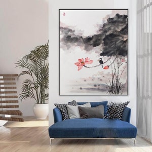 Lotus Painting on Canvas, Large wall art, Original Oil painting, Lotus oil painting, Large canvas art, Flower Art Paintings on canvas A19