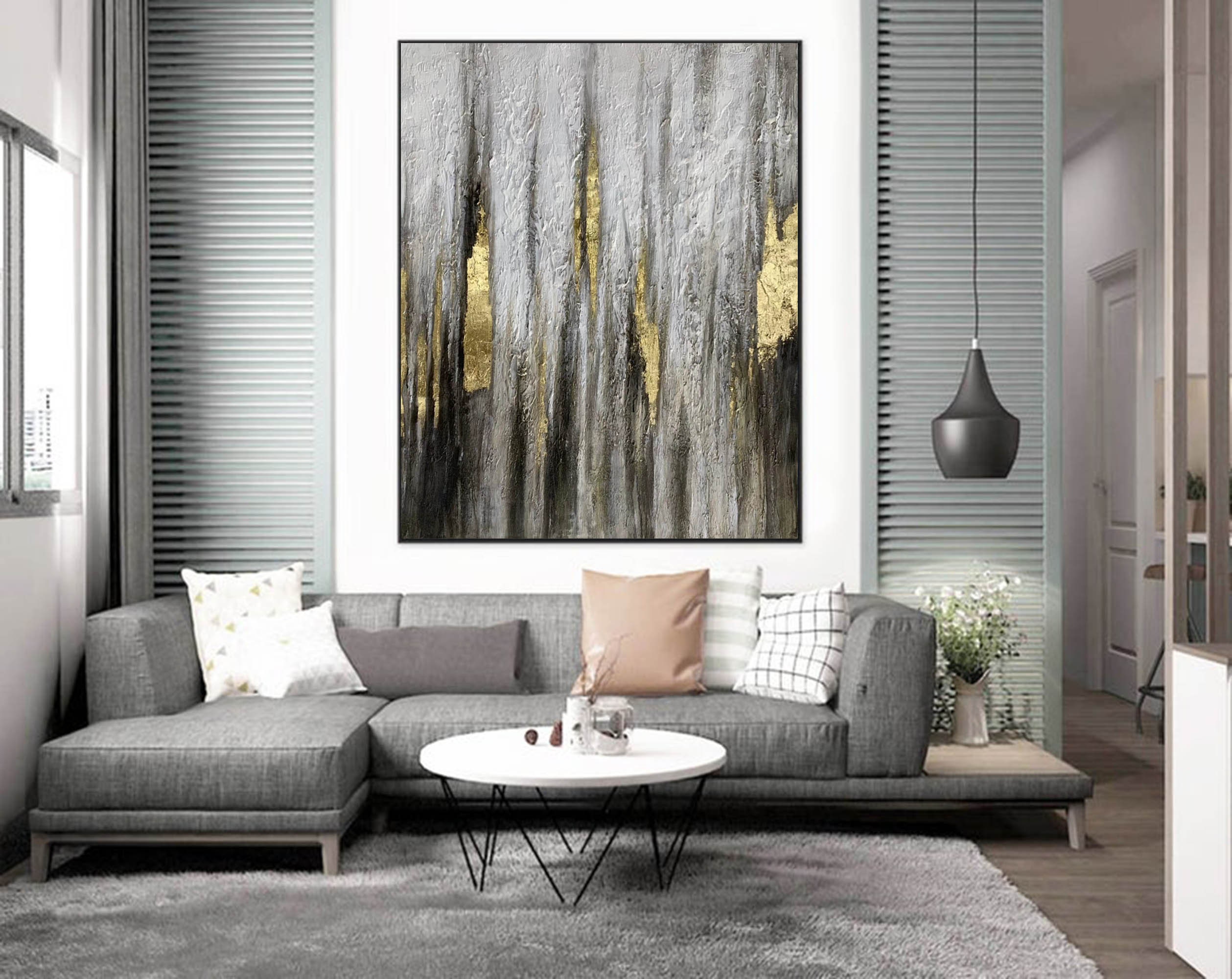 Large canvas art for living room gray painting abstract Etsy