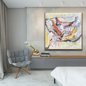 extra large abstract painting, modern colorful abstract painting, large abstract canvas art, original oil painting, textured wall art M568