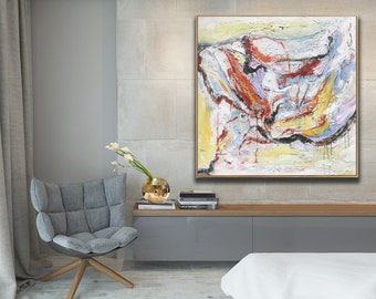 extra large abstract painting, modern colorful abstract painting, large abstract canvas art, original oil painting, textured wall art M568