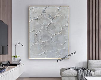 Original Textured Abstract Grey Painting – Handmade Modern Wall Art in Gray M769