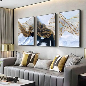 Set of 3 Painting, Large Canvas Art, Living Room Wall Art Painting ...