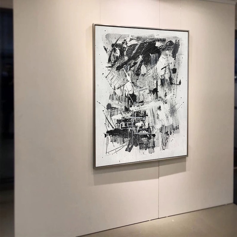 Large Canvas Wall Art Black and White Painting Large Etsy