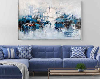 Royal Blue Painting Blue Abstract Painting Textured Wall Art Modern Painting Original Artwork Abstract Canvas Art Living Room Wall Art M695