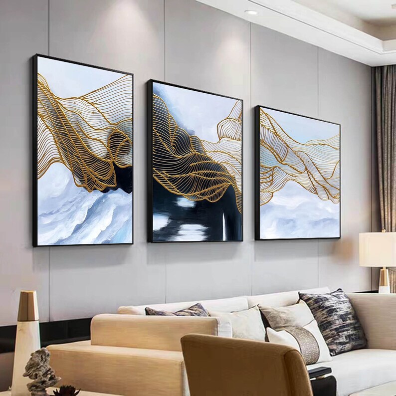 Set of 3 Painting Large Canvas Art Living Room Wall Art Etsy