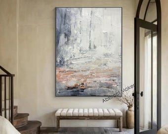 Original Textured Abstract Painting, Handmade Neutral Canvas Wall Art for Modern Interiors A781