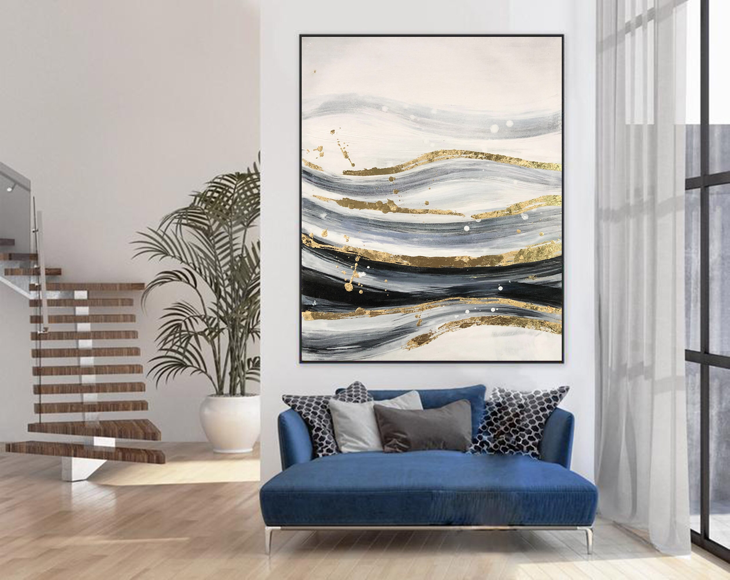 Modern Abstract Painting on Canvas Large Abstract Wall Art | Etsy