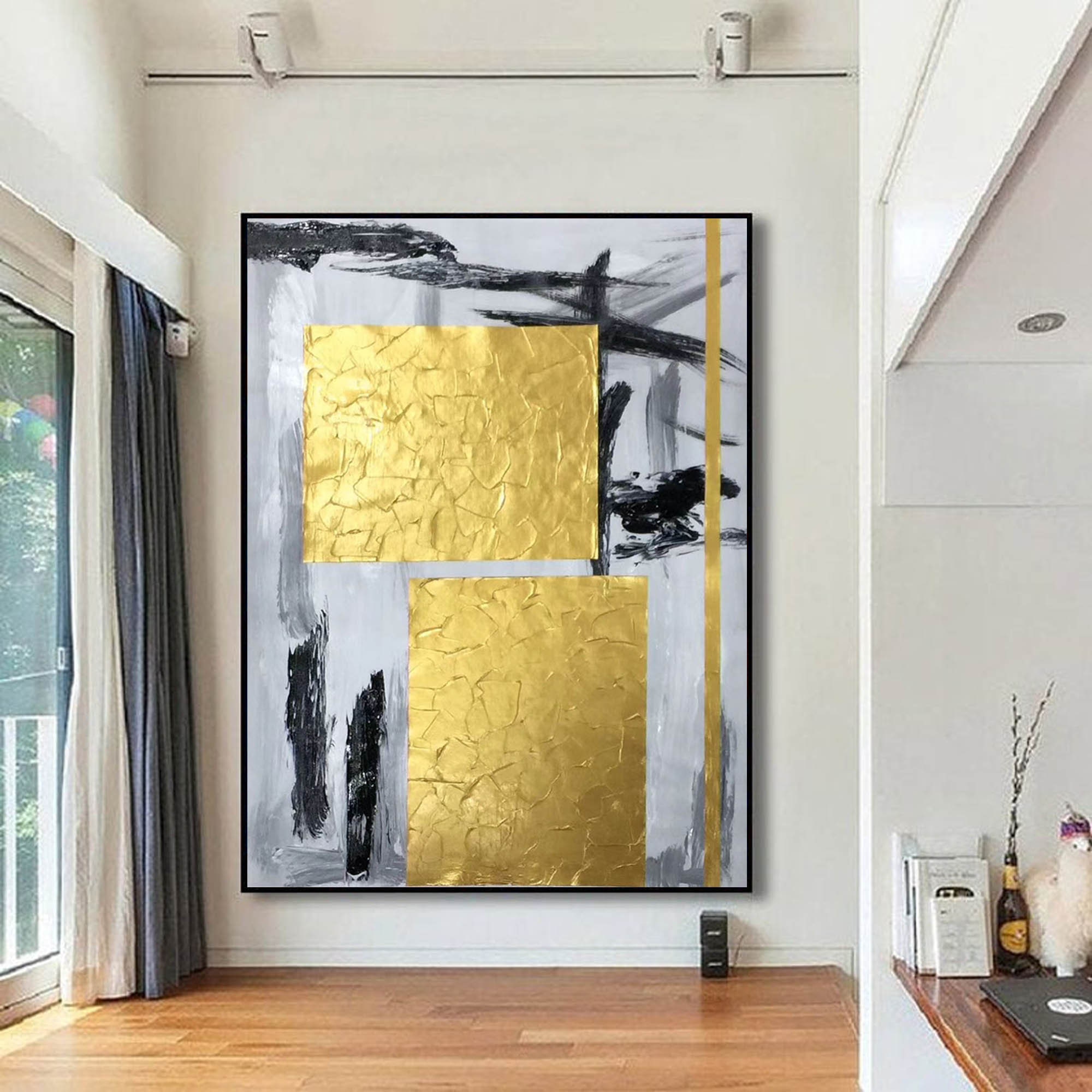 Extra large wall art abstract gold painting on canvas Etsy