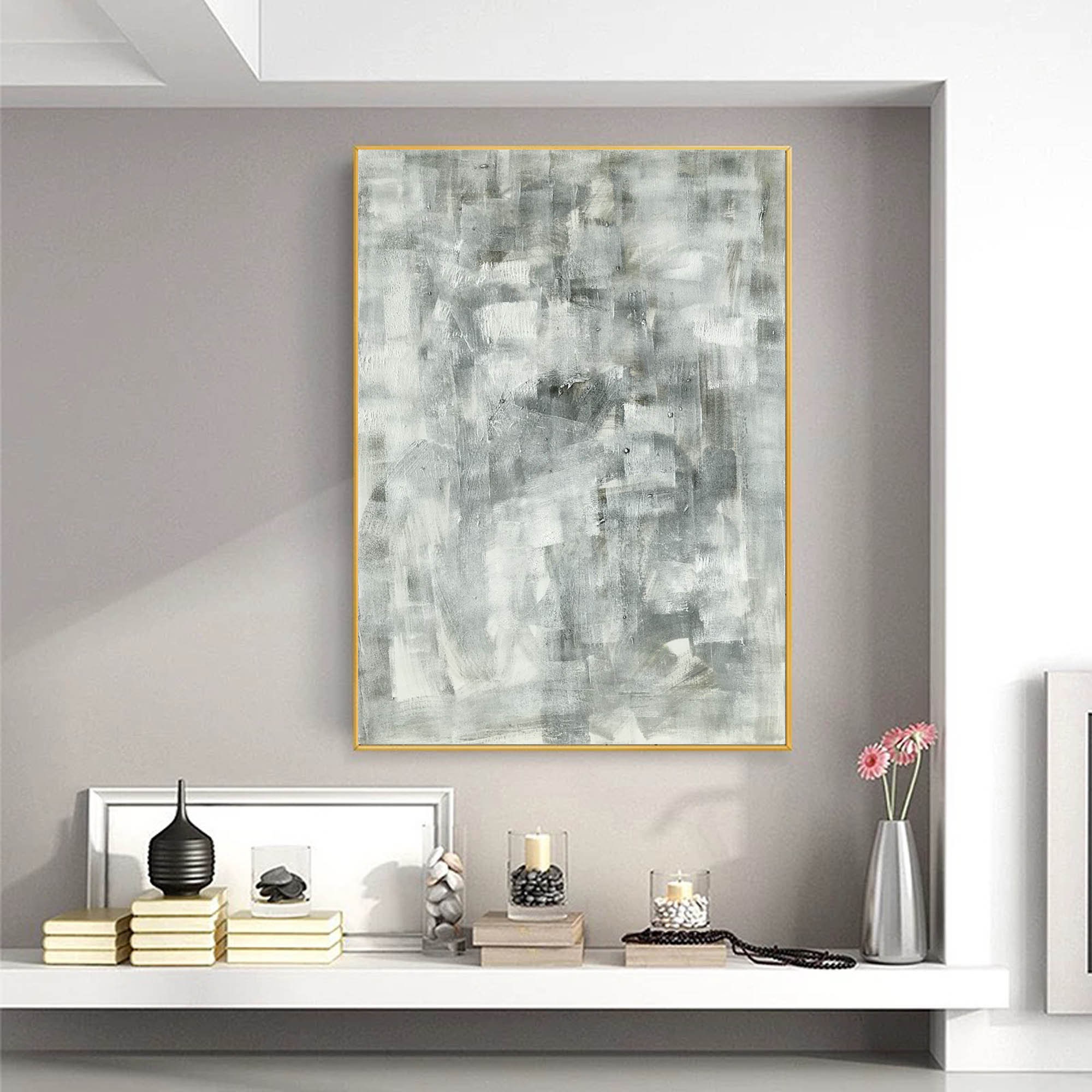 Large abstract canvas art gray painting original oil Etsy