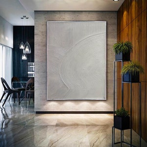 White Abstract Wall Art White Painting on Canvas white textured wall art white textured painting White 3d Wall Art White Minimalist Art M682