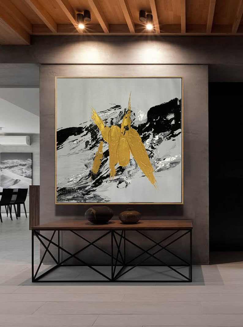 Extra Large Canvas Wall Art Gold Painting Abstract Painting Etsy