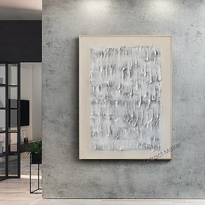 Beige Gray Abstract Wall Art Beige and White textured Painting Neutral Beige Plaster Wall Art on Canvas Beige Textured Wall Art M772