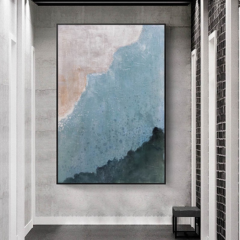 Large Abstract Wall Art Blue Abstract Painting Oversized Etsy