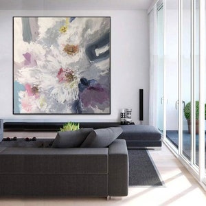 modern abstract art painting, flower painting on canvas original, extra large wall art abstract, acrylic painting, large canvas wall artA660 image 4