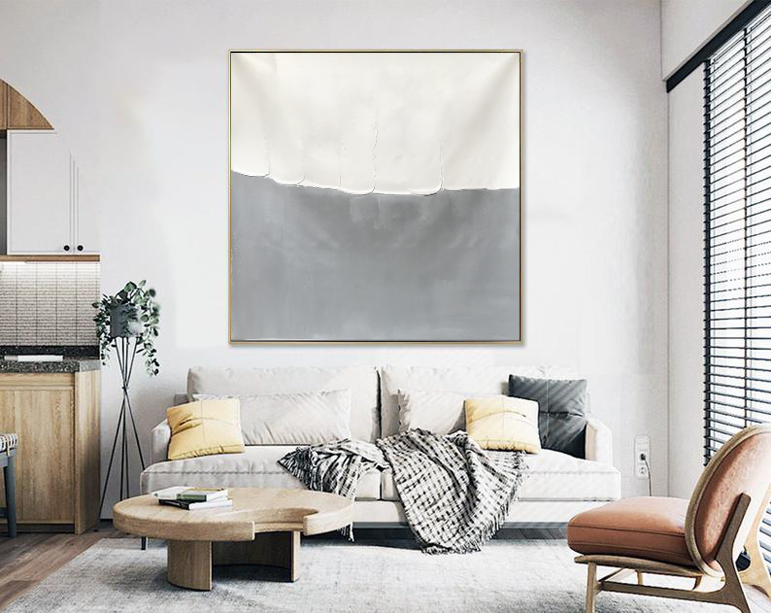 Extra large wall art abstract gray painting original Etsy