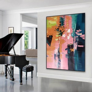 large acrylic painting on canvas, pink painting abstract, modern abstract painting, original canvas art, oversized wall art abstract A401