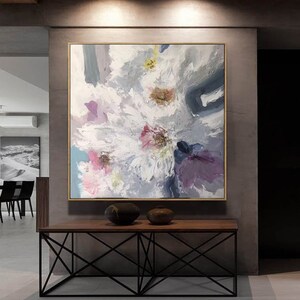 modern abstract art painting, flower painting on canvas original, extra large wall art abstract, acrylic painting, large canvas wall artA660 image 3