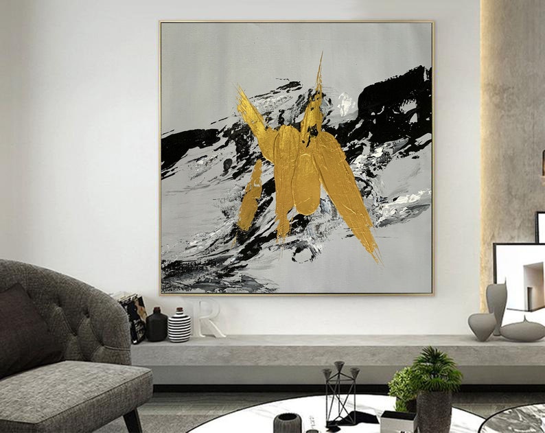 Extra Large Canvas Wall Art Gold Painting Abstract Painting Etsy
