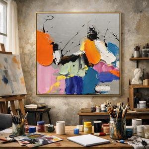 Vibrant Impasto Canvas Wall Art, Original Handmade Textured Abstract Painting, Colorful Modern Wall Art A388