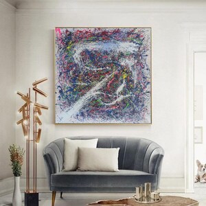 extra large abstract art original abstract painting on canvas Jackson Pollock style painting modern abstract wall art Pollock wall art M636