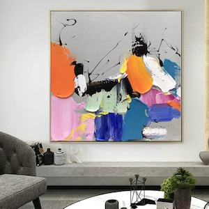 Vibrant Abstract Impasto Painting on Canvas Multi Color Large Abstract Painting Textured Wall Art Bright Colors Abstract Canvas Art A388