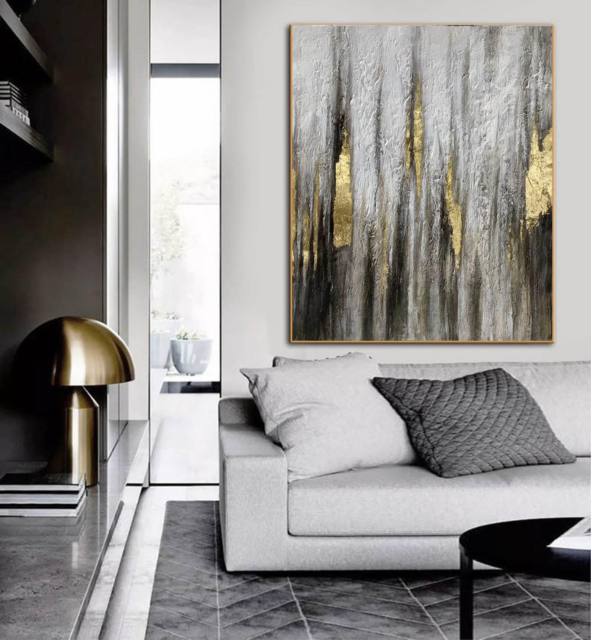 Large canvas art for living room gray painting abstract Etsy