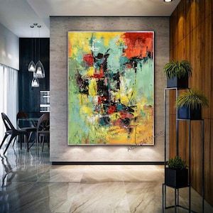 colorful acrylic canvas art, original painting, contemporary abstract art, large canvas art for living room, oversized wall art abstractA743