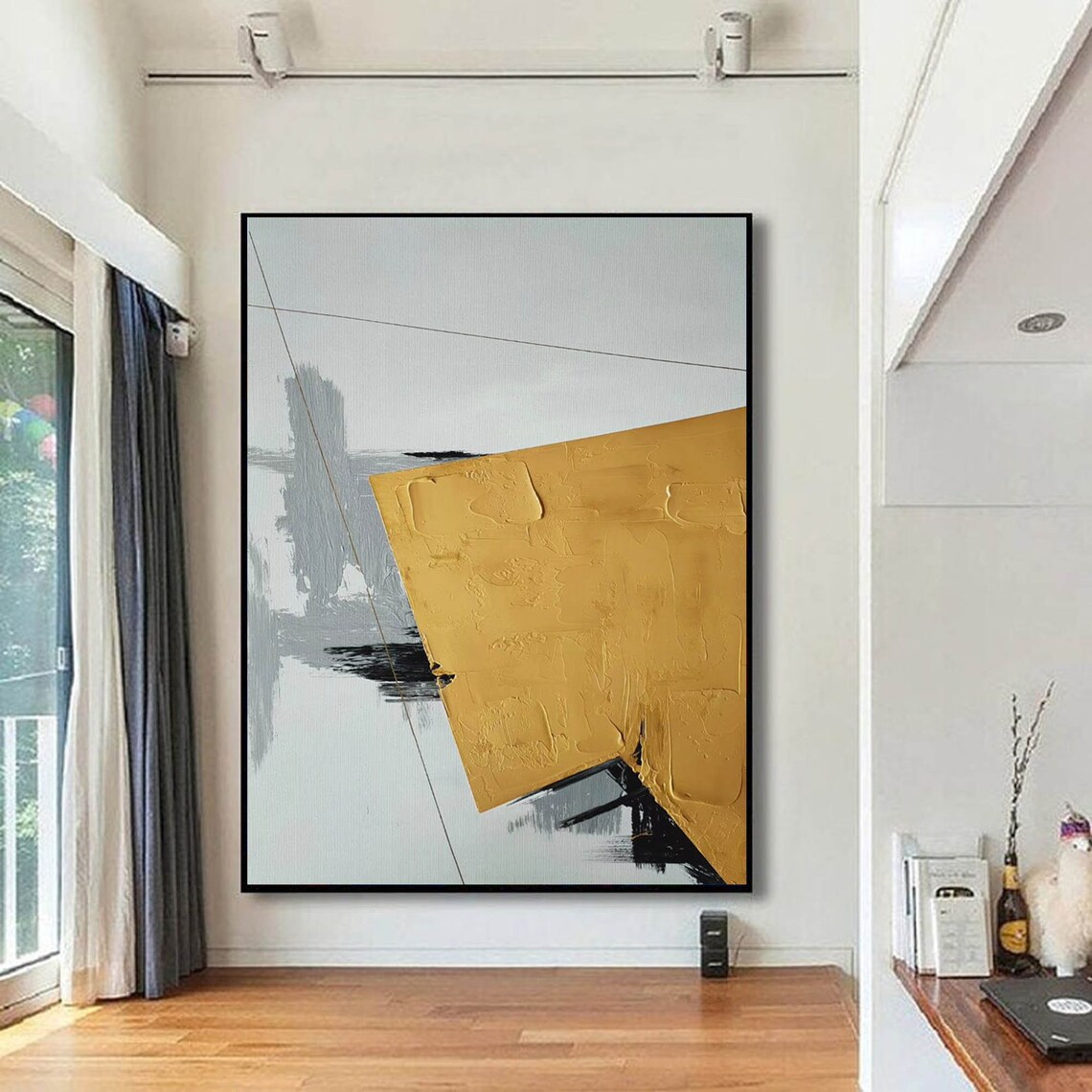 Yellow paintings on canvas abstract painting original large Etsy