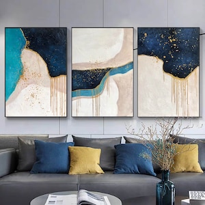 Living Room Wall Art Painting Abstract, Large Abstract Wall Art, Large ...