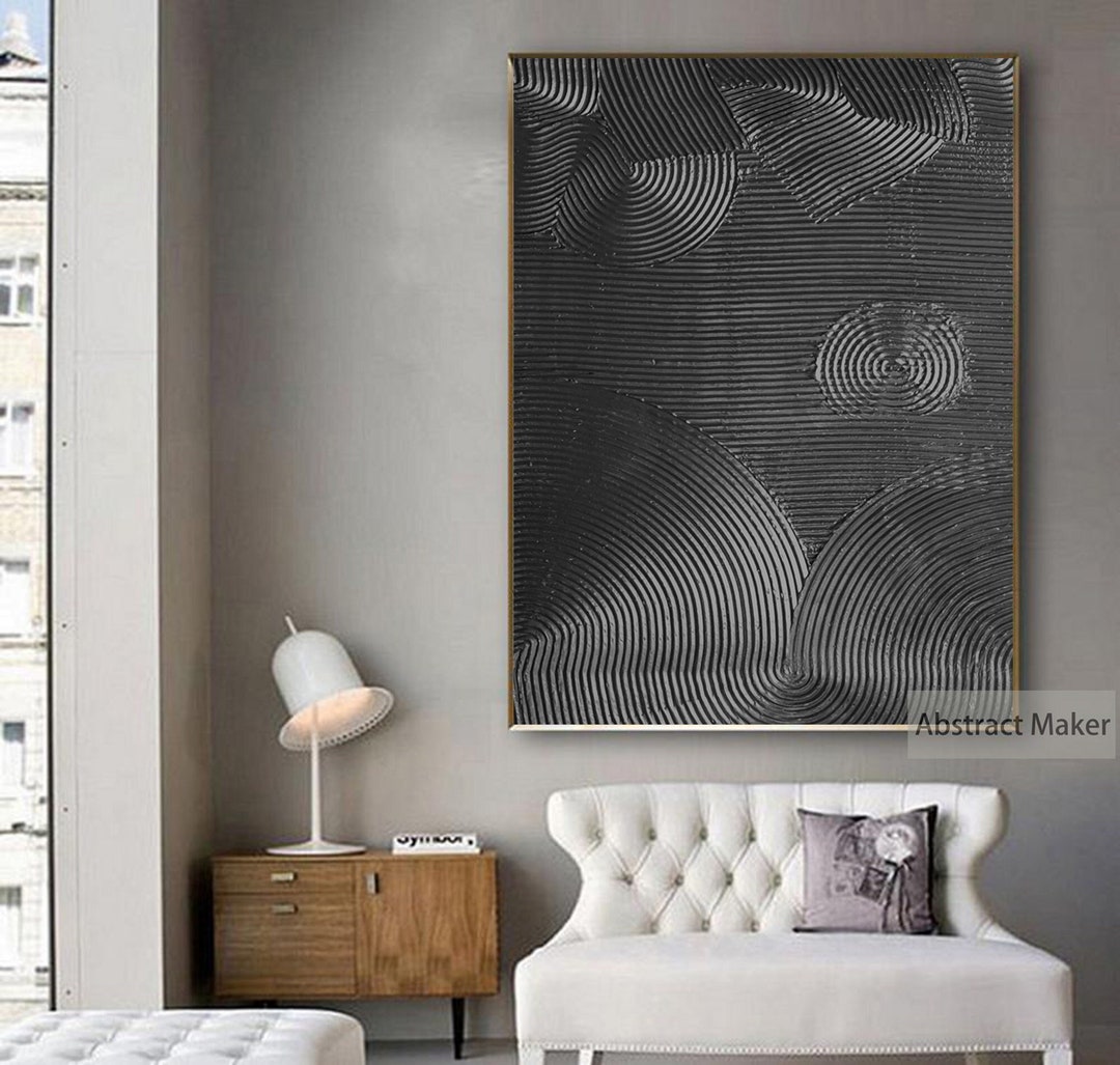 Large Canvas Wall Art Black Painting on Canvas Original - Etsy