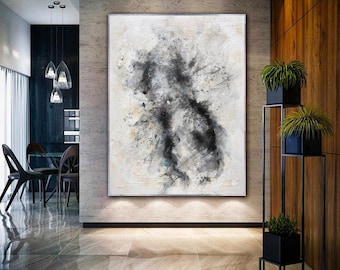 大きなキャンバスの壁アート、抽象画オリジナル、キャンバスに描かれた
